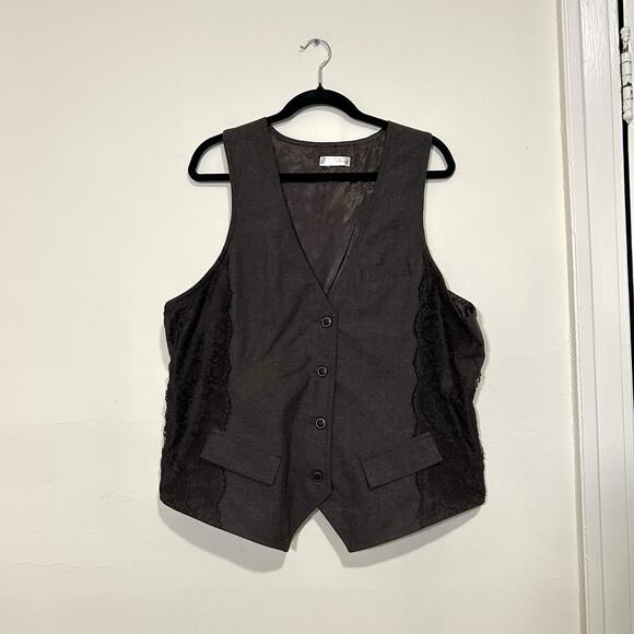 Vintage Y2K 2000’s Old Navy Brown Taupe Button-up Lace Vest XXL - Picture 1 of 5